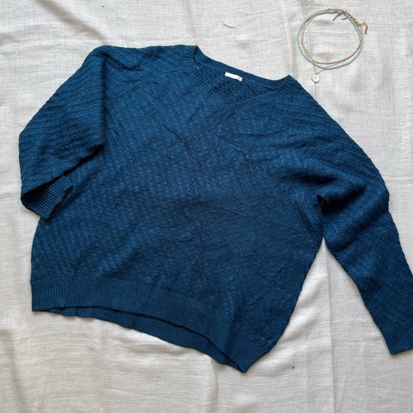Sweaters - Teal Blue Woven Sweater
